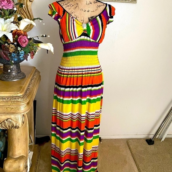 GENTLY used multi color sun dress size L - Picture 1 of 5